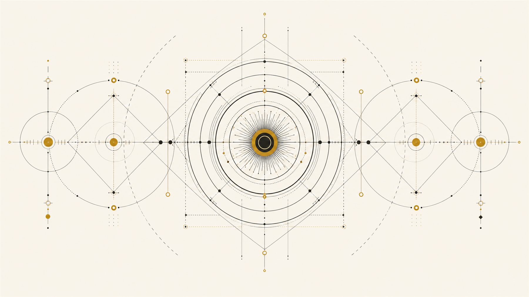 AI Opportunity Assessment — diagnostic blueprint with sacred geometry and gold accents